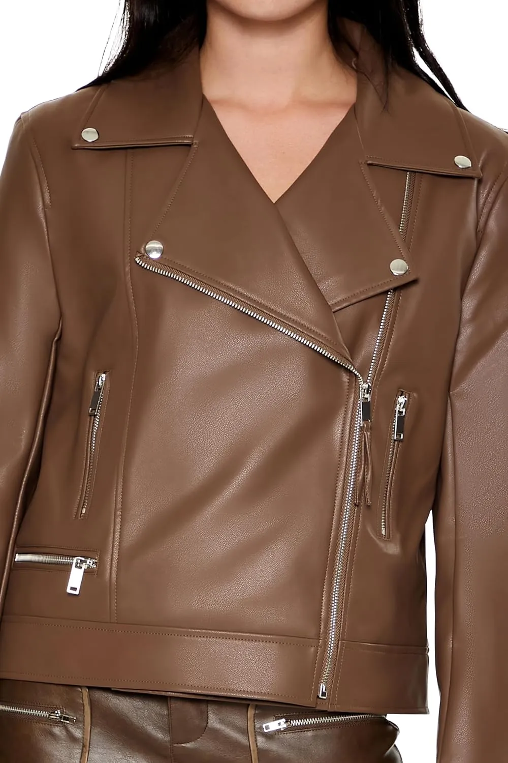 Forever 21 Women's Faux Leather Zip-up Moto Jacket