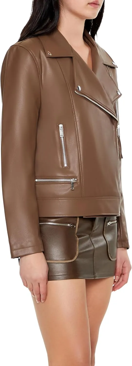 Forever 21 Women's Faux Leather Zip-up Moto Jacket