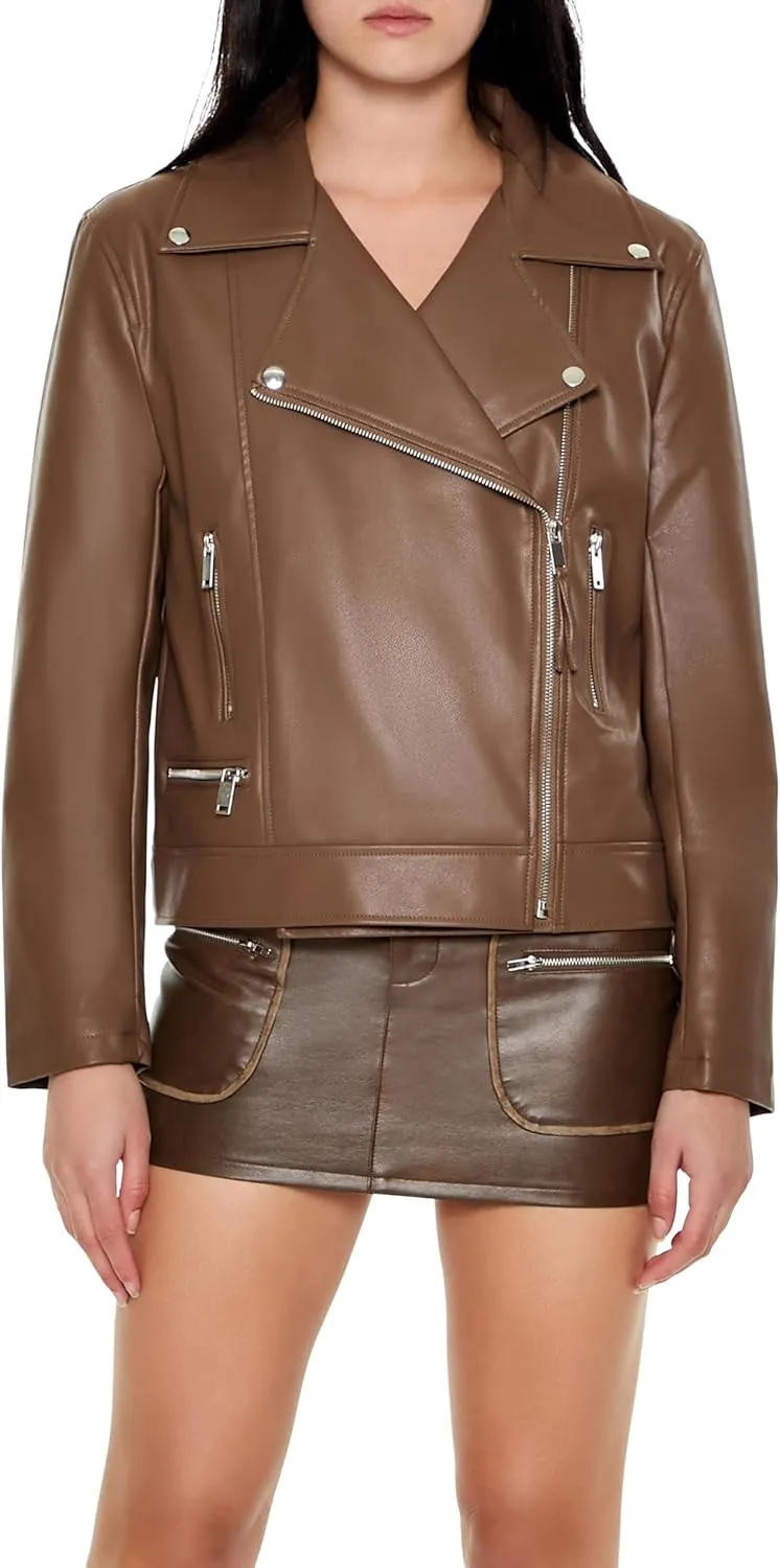 Forever 21 Women's Faux Leather Zip-up Moto Jacket