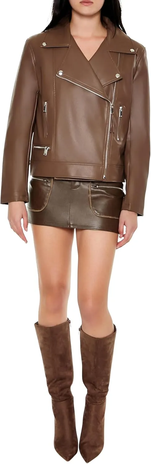 Forever 21 Women's Faux Leather Zip-up Moto Jacket
