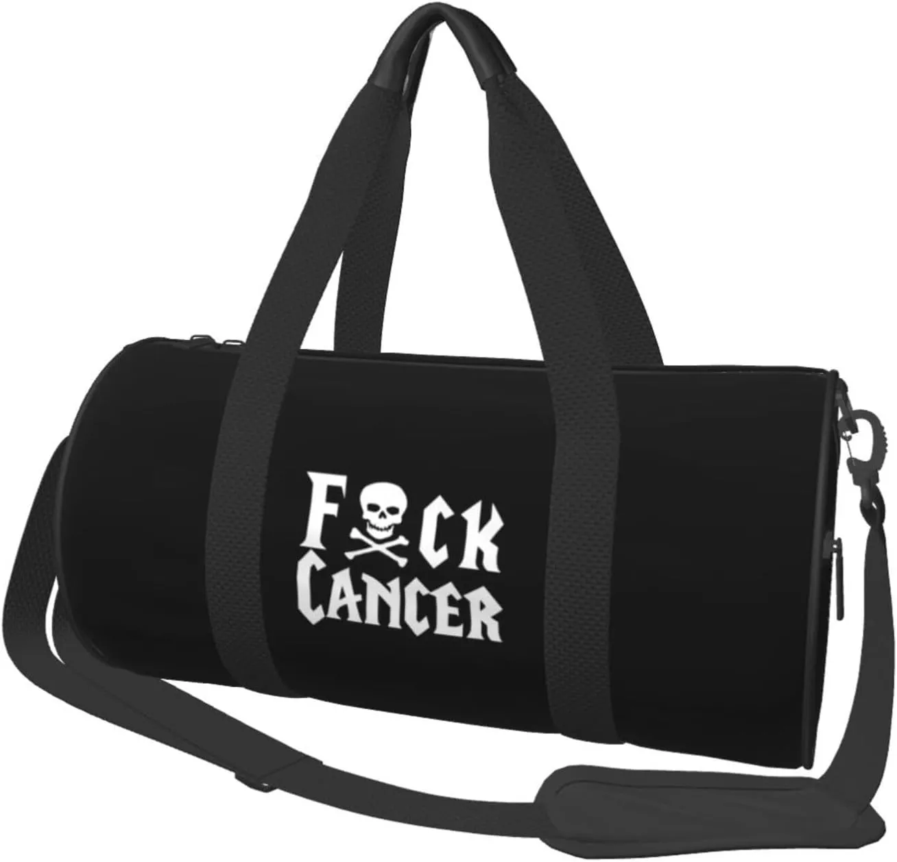 Fuck Cancer Skull & Crossbones Convertible Garment Bag with Shoulder Strap, Carry on Garment Duffel Bag for Men Women - Rolling Foldable for Travel Luggage Bags (Black)