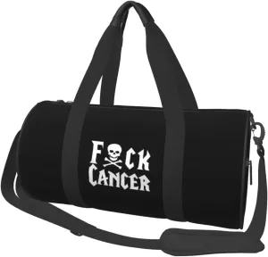 Fuck Cancer Skull & Crossbones Convertible Garment Bag with Shoulder Strap, Carry on Garment Duffel Bag for Men Women - Rolling Foldable for Travel Luggage Bags (Black)