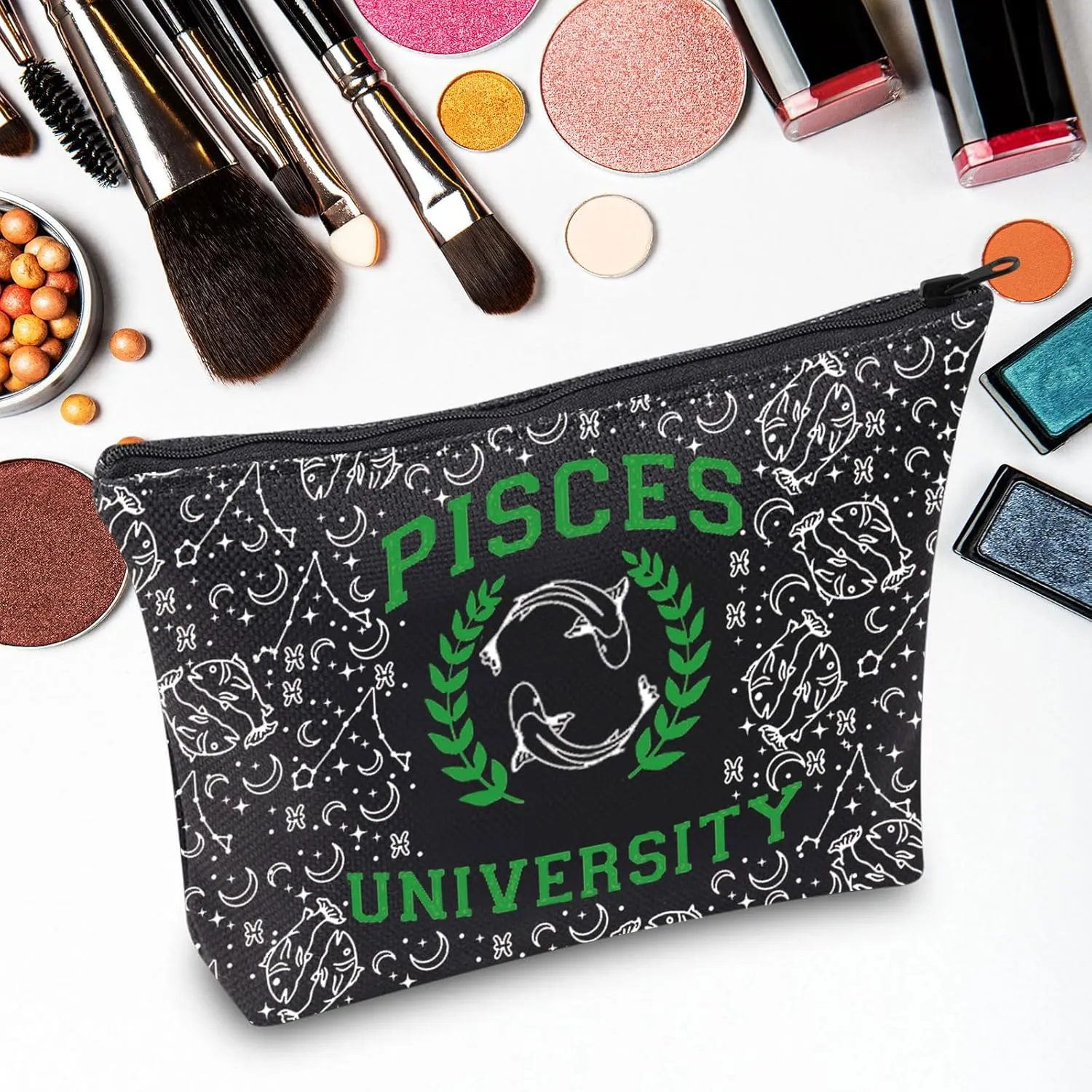 G2TUP Zodiac University Pisces Makeup Bag Horoscope Zodiac Pisces Gifts 12 Constellation Gifts Pisces Merchandise Astrology Zipper Bag (Pisces)