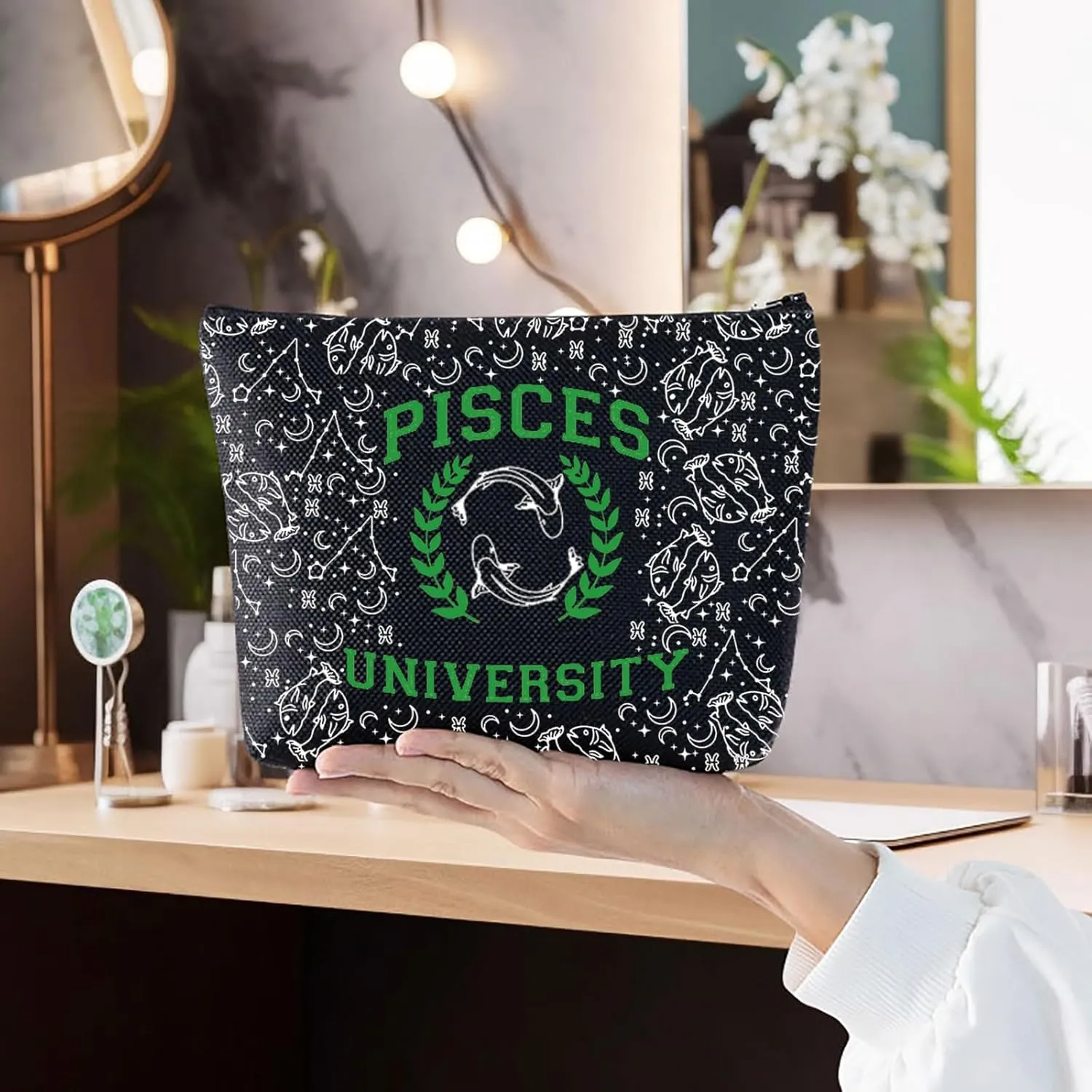 G2TUP Zodiac University Pisces Makeup Bag Horoscope Zodiac Pisces Gifts 12 Constellation Gifts Pisces Merchandise Astrology Zipper Bag (Pisces)