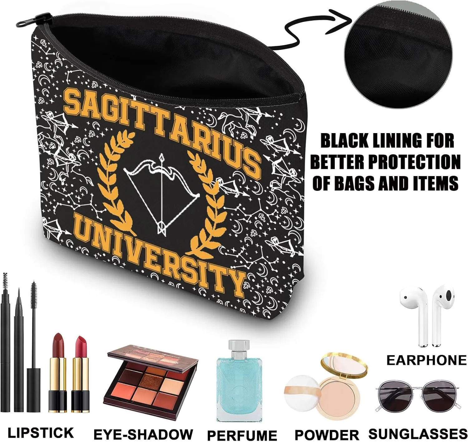 G2TUP Zodiac University Sagittarius Makeup Bag Horoscope Zodiac Sagittarius Gifts 12 Constellation Gifts Sagittarius Merchandise Astrology Zipper Bag (Sagittarius)