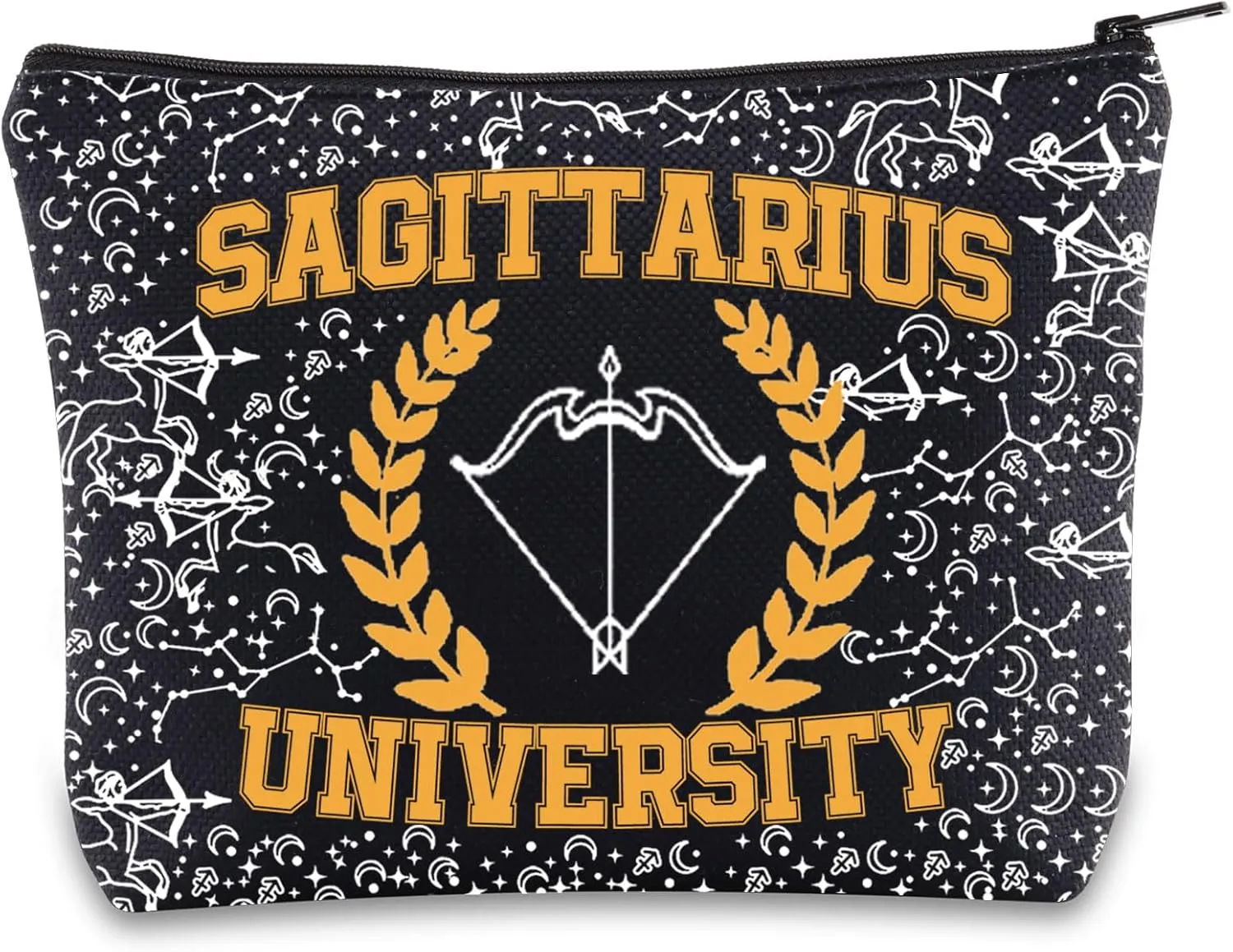 G2TUP Zodiac University Sagittarius Makeup Bag Horoscope Zodiac Sagittarius Gifts 12 Constellation Gifts Sagittarius Merchandise Astrology Zipper Bag (Sagittarius)