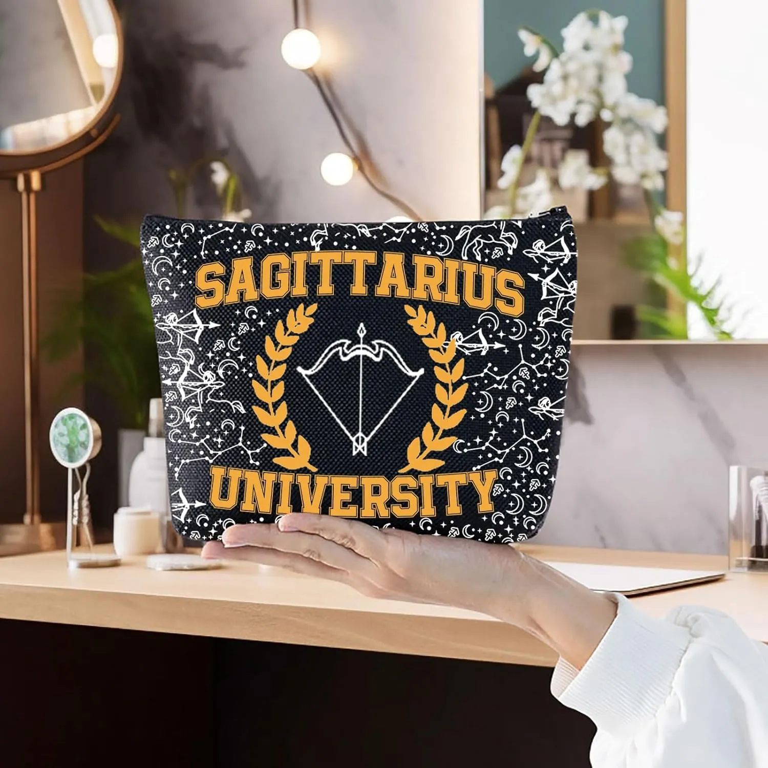G2TUP Zodiac University Sagittarius Makeup Bag Horoscope Zodiac Sagittarius Gifts 12 Constellation Gifts Sagittarius Merchandise Astrology Zipper Bag (Sagittarius)