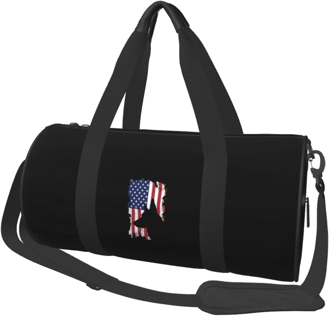 German Shepherd American Flag Convertible Garment Bag with Shoulder Strap, Carry on Garment Duffel Bag for Men Women - Rolling Foldable for Travel Luggage Bags (Black)