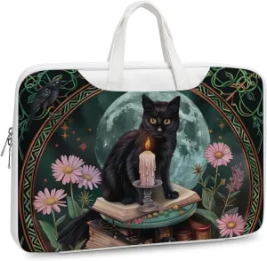 Gothic Cat Crow Daisy Floral Laptop Tote Bag Waterproof Computer Carrying Case Business Office Briefcase