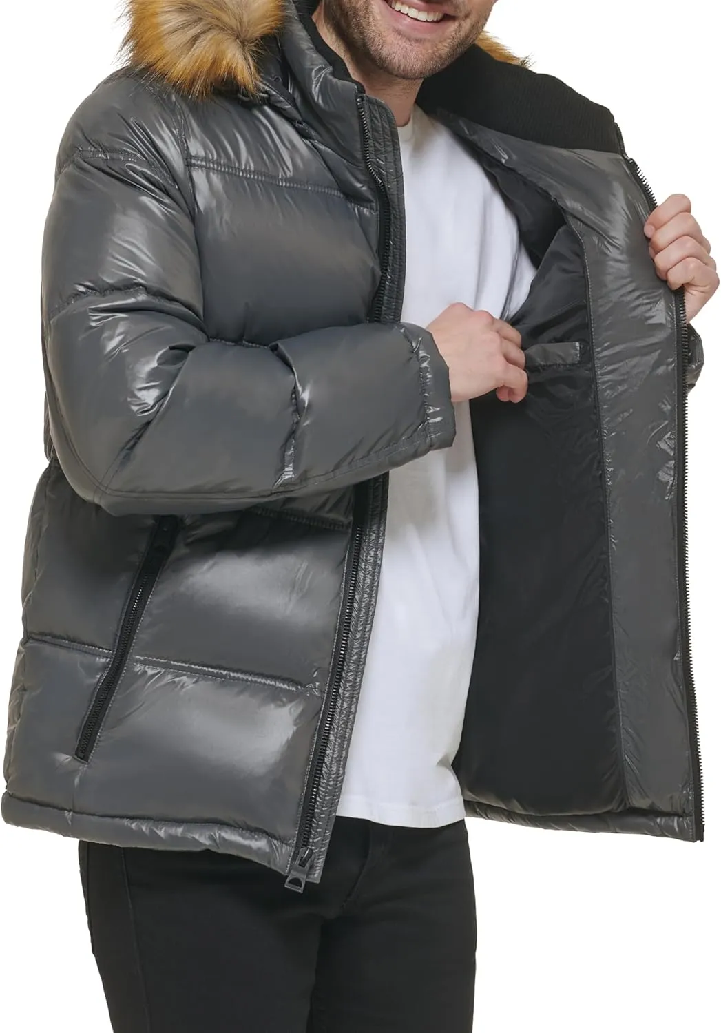 Guess Men's Warm Rain Resistant Puffer