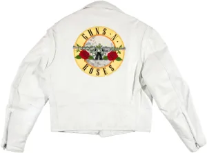 Gun Axl Roze white Cafe Racer Lambskin Leather Jacket