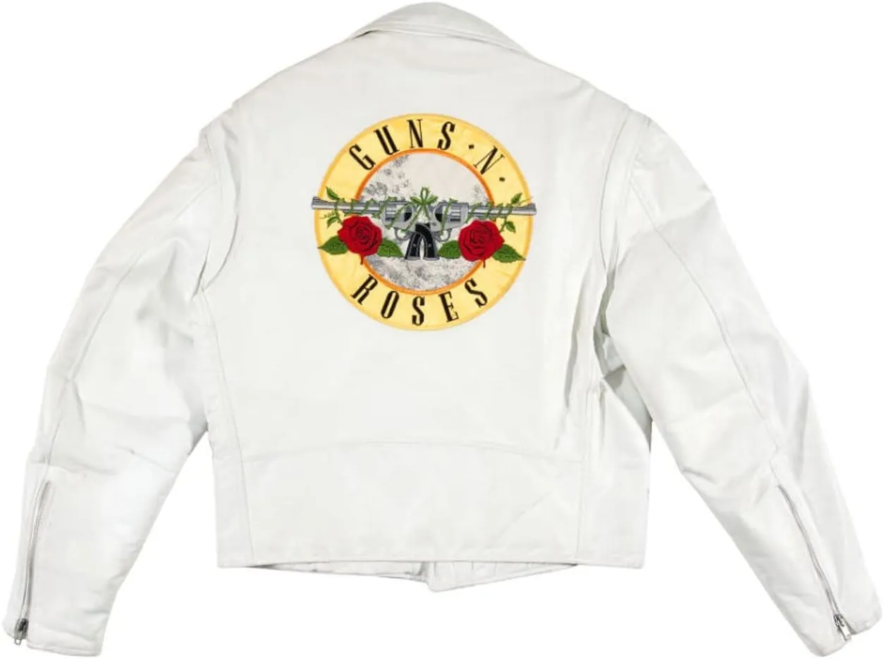 Gun Axl Roze white Cafe Racer Lambskin Leather Jacket