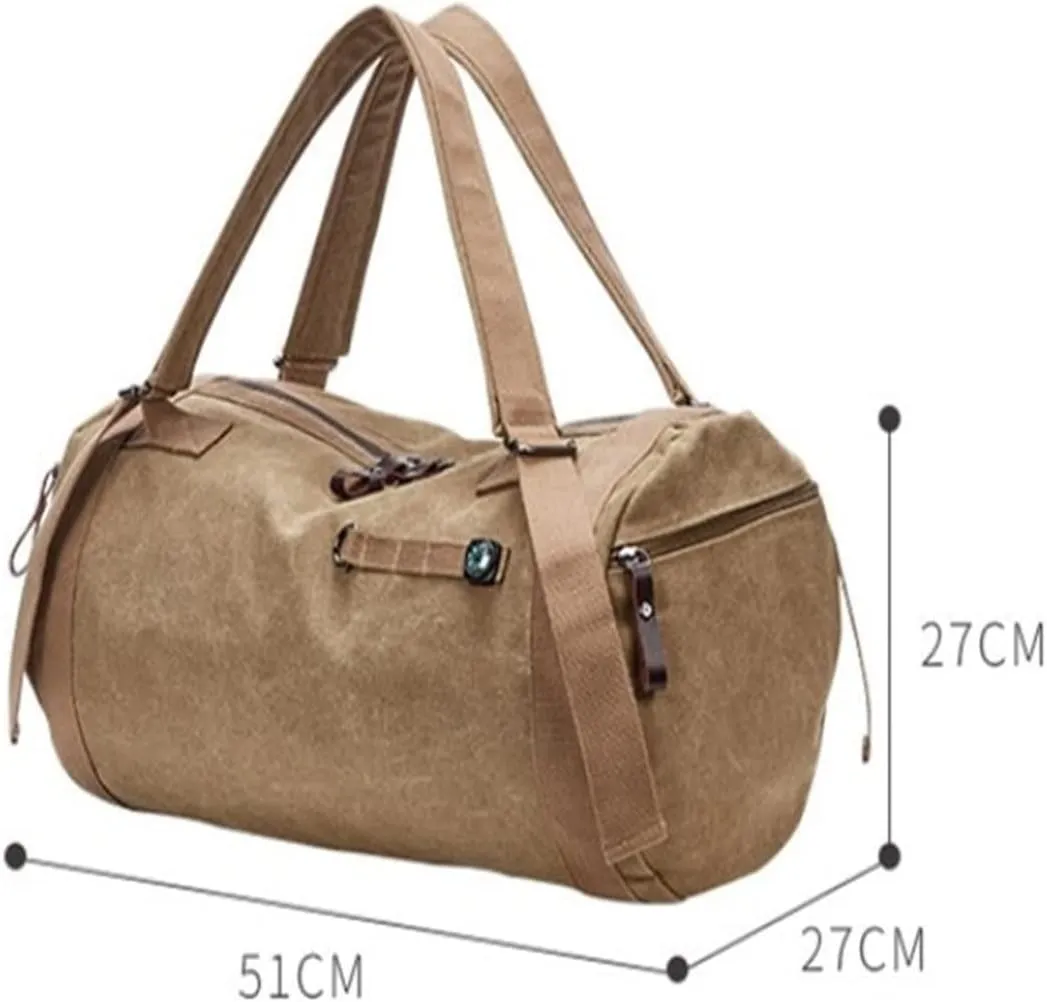 Gym bag for women Large Capacity Travel Bag Man Mountaineering Backpack Male Luggage Waterproof Canvas Bucket Shoulder Bags Men Backpacks(Khaki)