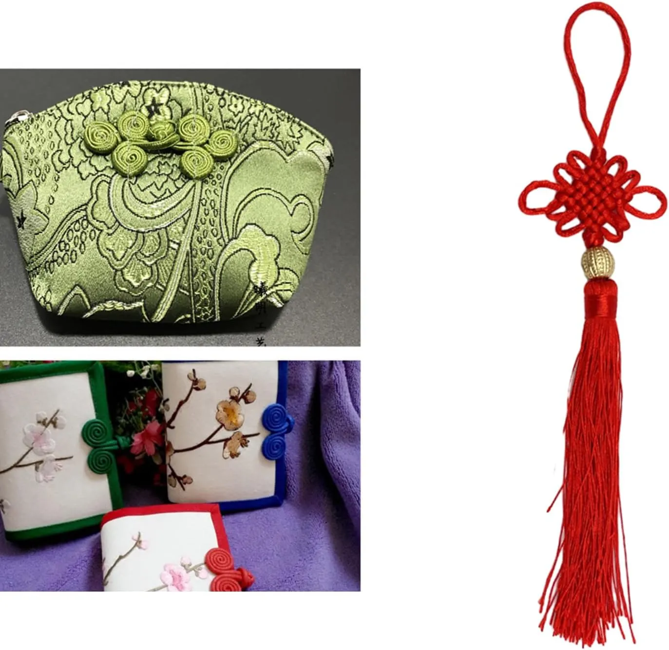 Handwoven Chinese Knot Tassels Pendant Handmade Charm Hanging Decoration for Keychain Purse Clothes Garments
