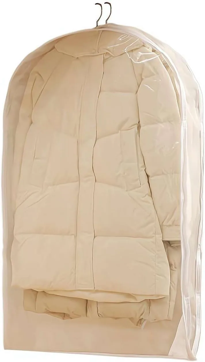 Hanging Garment Bags for Closet Storage, White Clothes Storage with Self Compression Zipper, Garment Storage Bag Protector for Hanging Clothes Storage (White S)