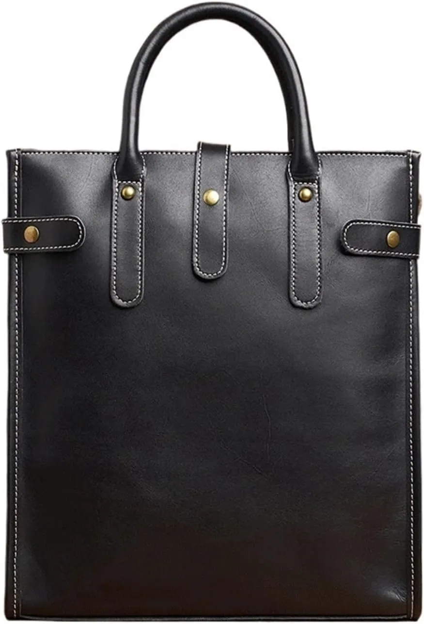 HBJWOV Leather Vintage Men's Handbag Shoulder Bags Leather Briefcase Business Computer Office Bag for 13 Inch Laptop