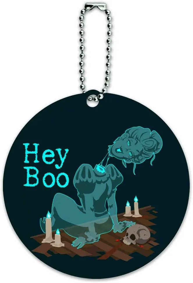 Hey Boo Victorian Headless Ghost Woman Round Luggage Card Carry-On ID Tag