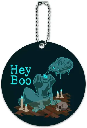 Hey Boo Victorian Headless Ghost Woman Round Luggage Card Carry-On ID Tag