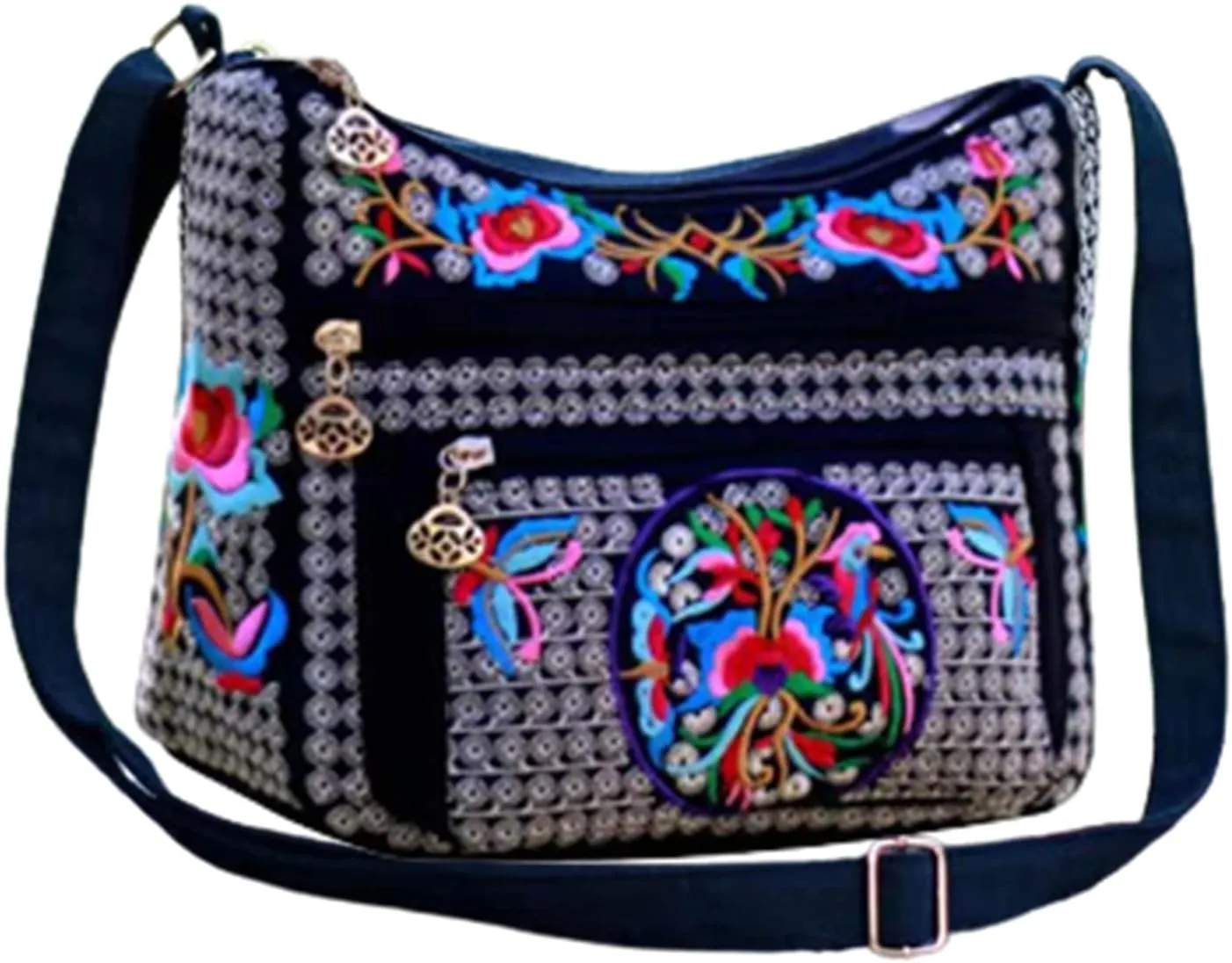 Hobo Crossbody Bag for women, Vintage Ethnic Tribal Embroidered Boho Hippie Tote Handbags Shoulder Purse