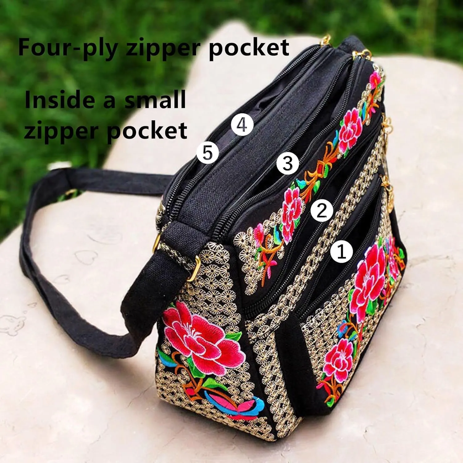 Hobo Crossbody Bag for women, Vintage Ethnic Tribal Embroidered Boho Hippie Tote Handbags Shoulder Purse