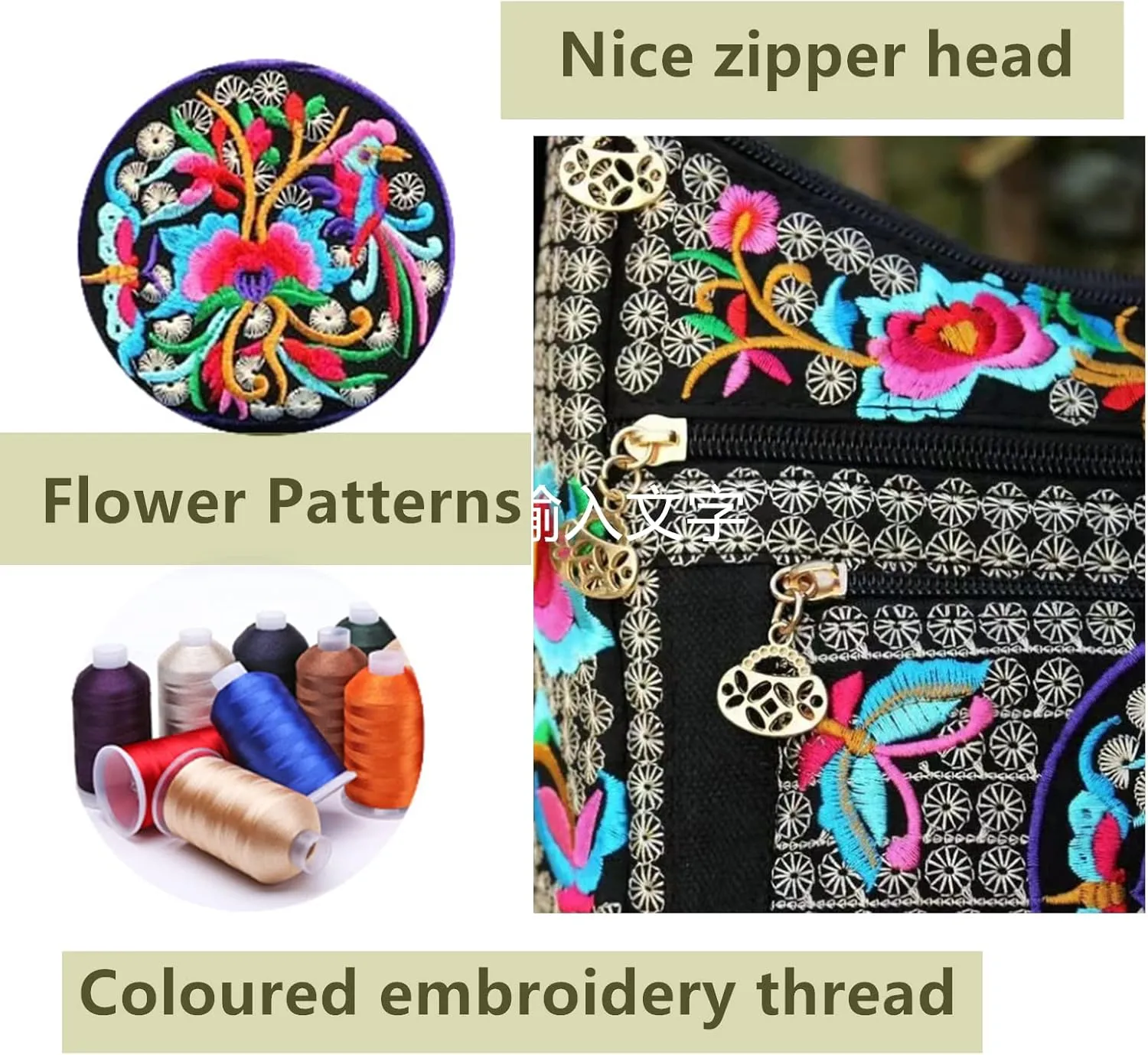 Hobo Crossbody Bag for women, Vintage Ethnic Tribal Embroidered Boho Hippie Tote Handbags Shoulder Purse
