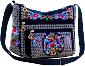 Hobo Crossbody Bag for women, Vintage Ethnic Tribal Embroidered Boho Hippie Tote Handbags Shoulder Purse