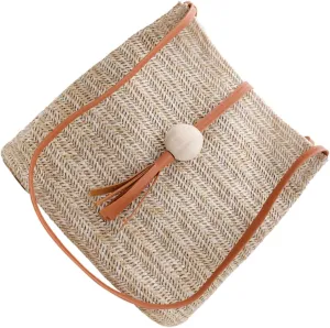 Homoyoyo 1pc Portable Straw Woven Beach Tote Bag for Women Lightweight Summer Bucket Bag Brown for Storing Essentials Like Lipstick Phone and Wallet present for