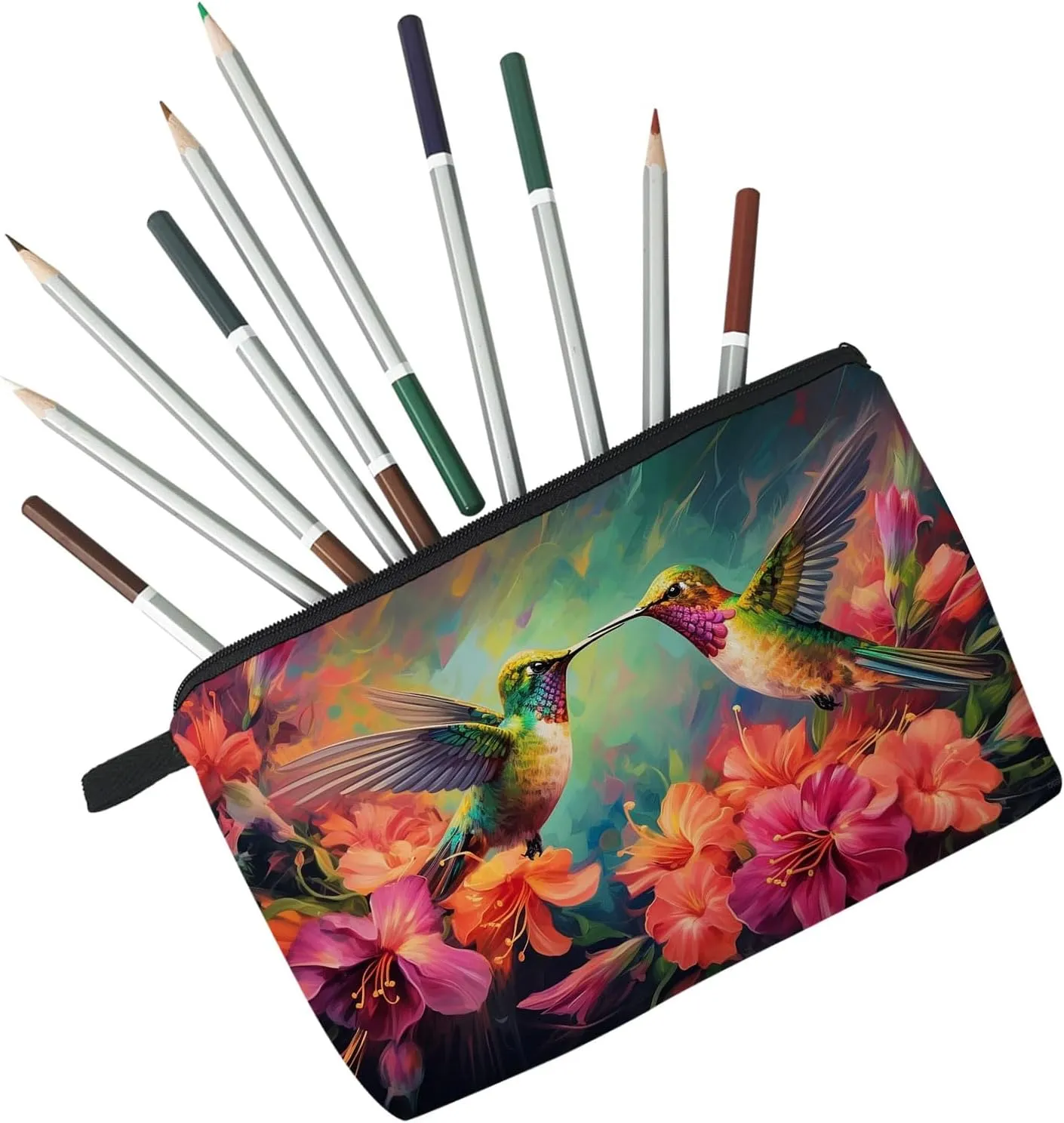 Hummingbird Gift Hummingbird Makeup Bag Cute Small Makeup Organizer Bag Travel Toiletry Zipper Pouch Trochilus Cosmetic Bag Birthday Christmas Gift for Bird Lovers Women