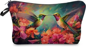 Hummingbird Gift Hummingbird Makeup Bag Cute Small Makeup Organizer Bag Travel Toiletry Zipper Pouch Trochilus Cosmetic Bag Birthday Christmas Gift for Bird Lovers Women