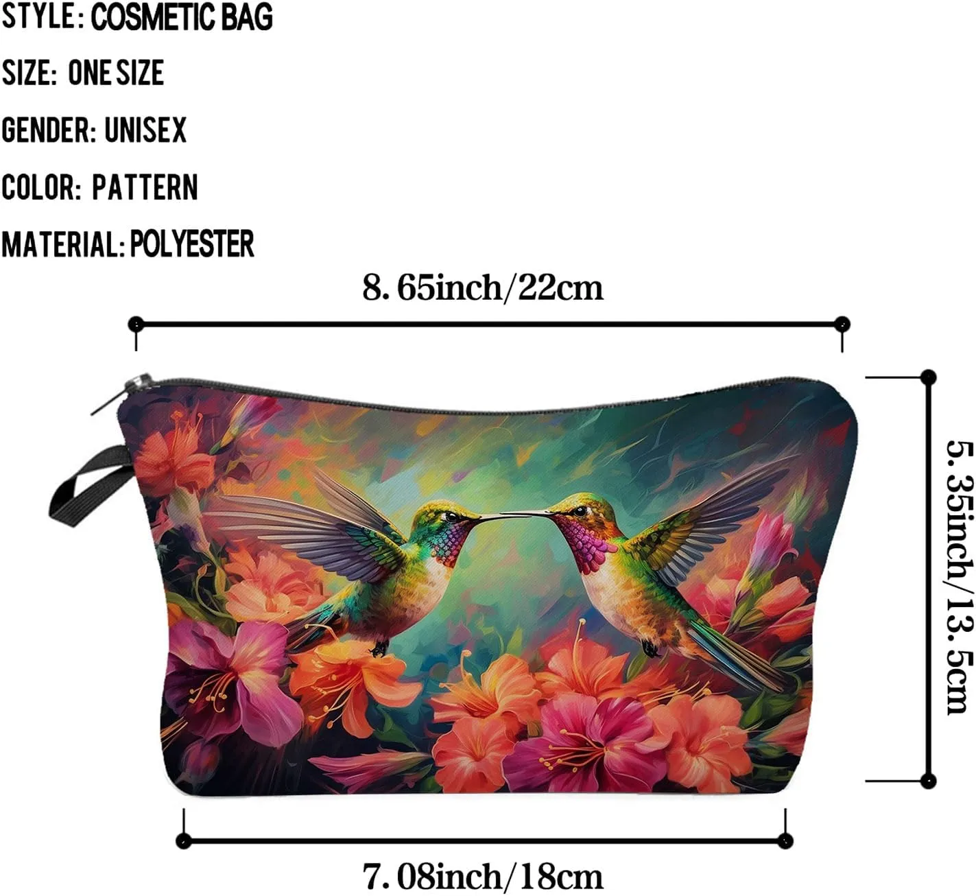 Hummingbird Gift Hummingbird Makeup Bag Cute Small Makeup Organizer Bag Travel Toiletry Zipper Pouch Trochilus Cosmetic Bag Birthday Christmas Gift for Bird Lovers Women