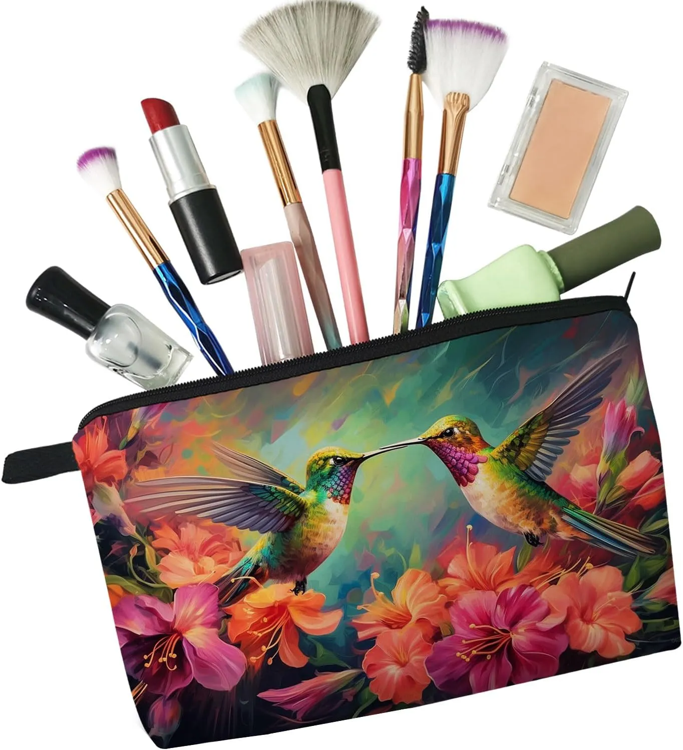 Hummingbird Gift Hummingbird Makeup Bag Cute Small Makeup Organizer Bag Travel Toiletry Zipper Pouch Trochilus Cosmetic Bag Birthday Christmas Gift for Bird Lovers Women