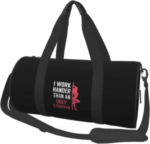 I Work Harder Than An Ugly Stripper Convertible Garment Bag with Shoulder Strap, Carry on Garment Duffel Bag for Men Women - Rolling Foldable for Travel Luggage Bags (Black)