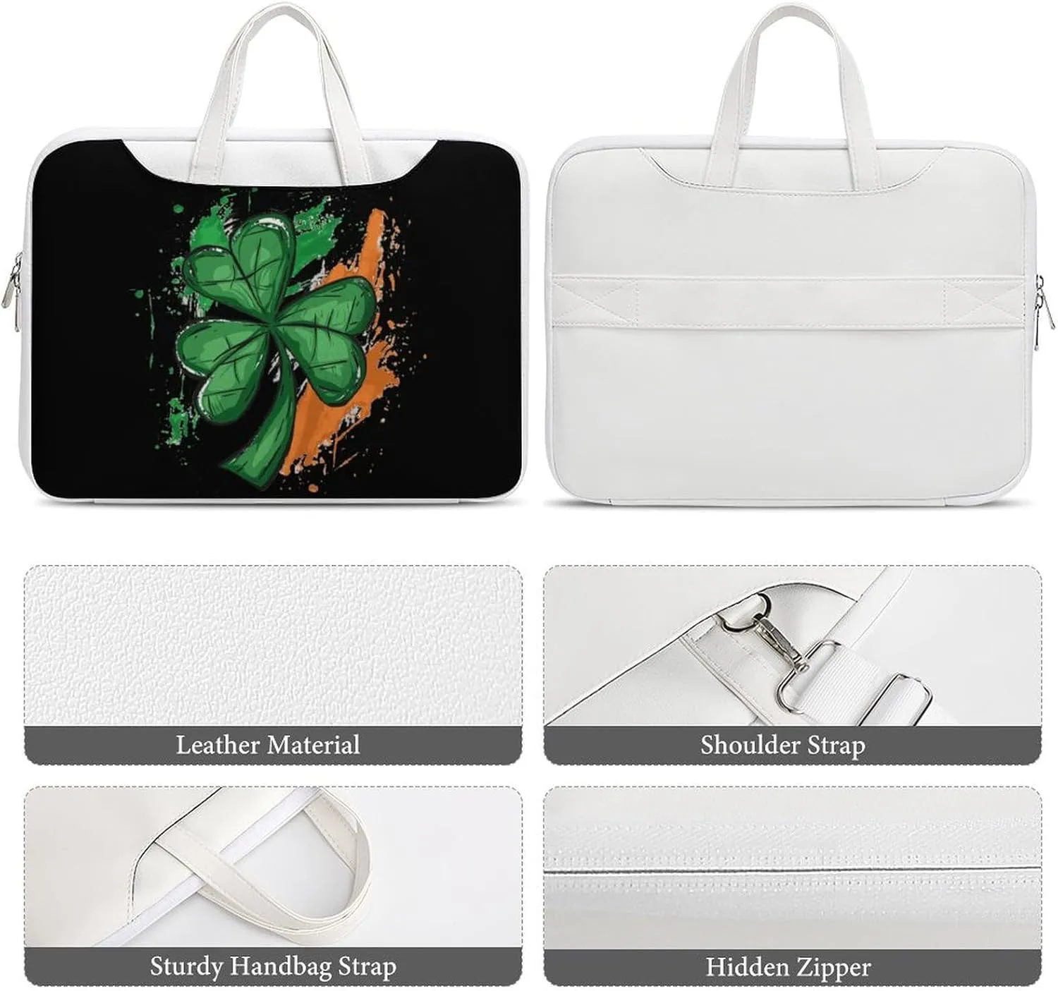 Ireland Irish Flag Green St. Patrick's Day Laptop Tote Bag Waterproof Computer Carrying Case Business Office Briefcase