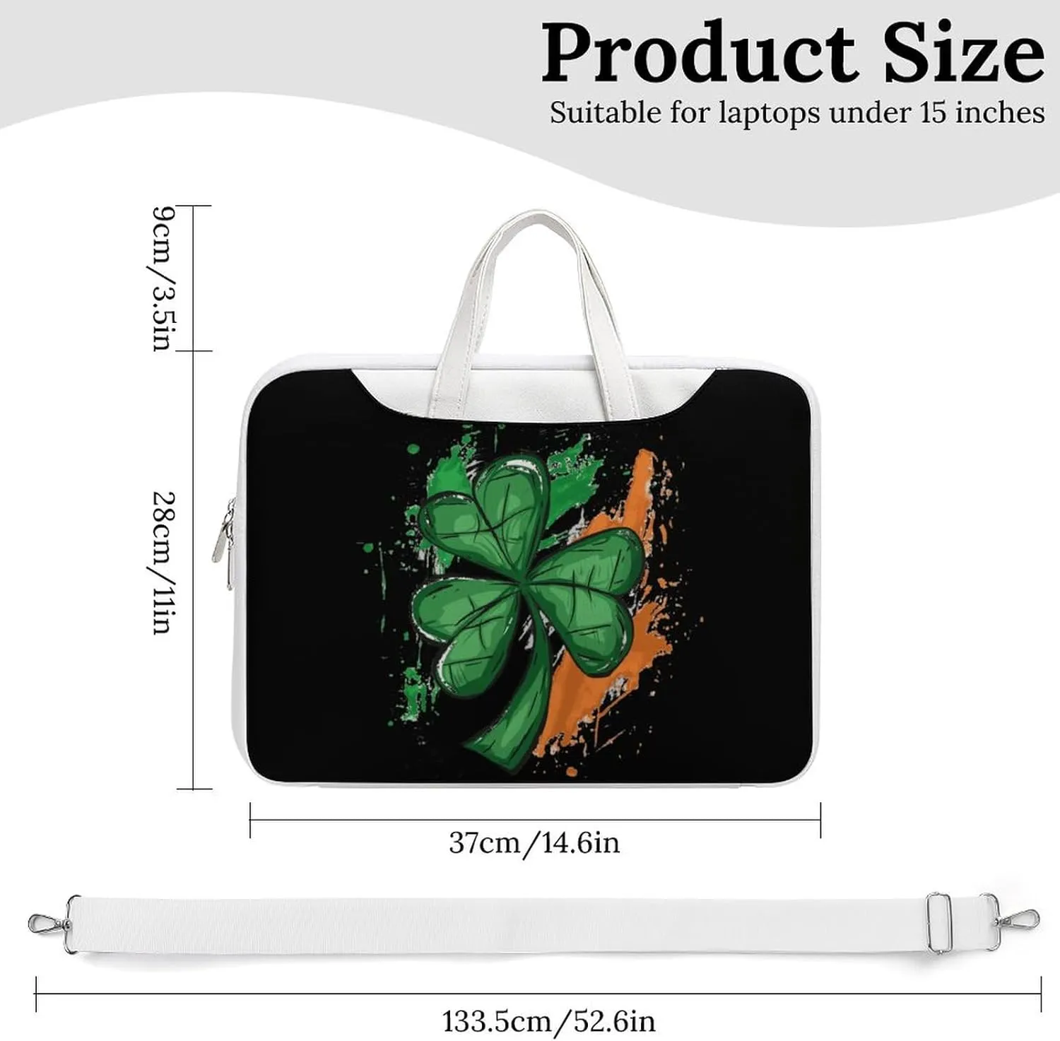 Ireland Irish Flag Green St. Patrick's Day Laptop Tote Bag Waterproof Computer Carrying Case Business Office Briefcase
