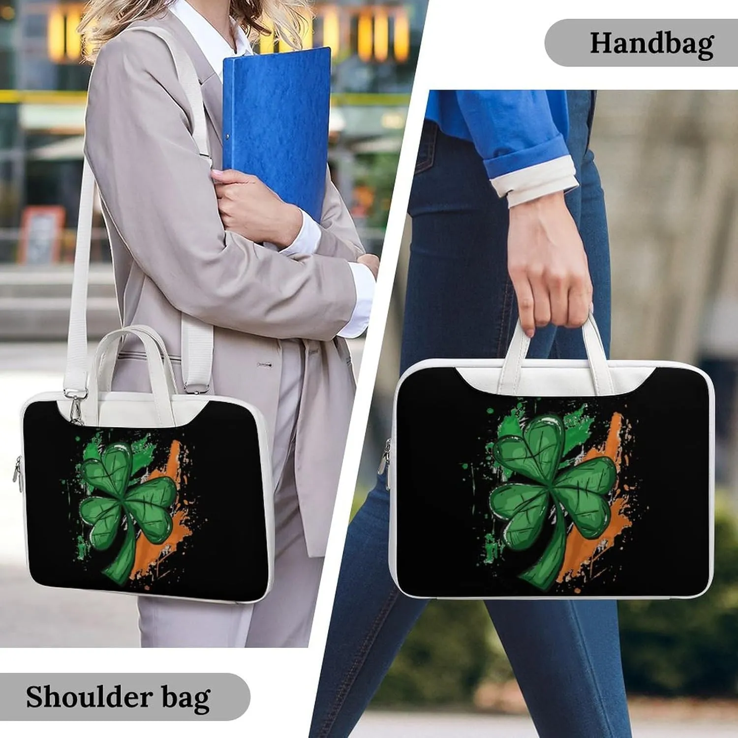 Ireland Irish Flag Green St. Patrick's Day Laptop Tote Bag Waterproof Computer Carrying Case Business Office Briefcase