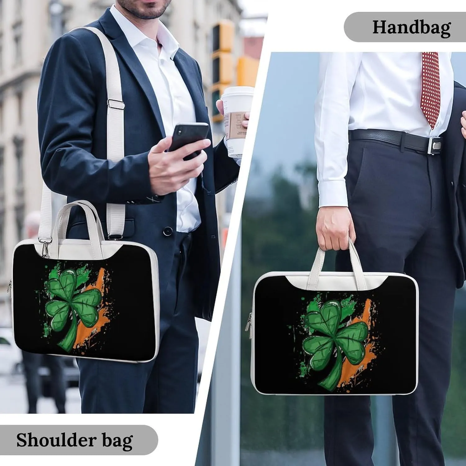 Ireland Irish Flag Green St. Patrick's Day Laptop Tote Bag Waterproof Computer Carrying Case Business Office Briefcase