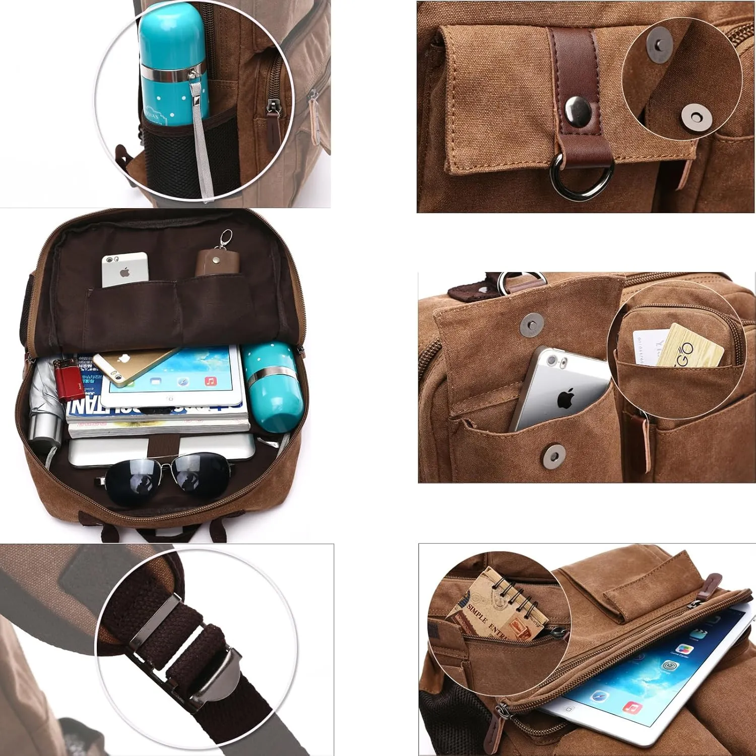 IT'SCARL Men's backpack, multi-purpose pocket, sports gym bag, suitable for cycling backpack (khaki)