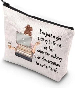 JNIAP PhD Makeup Bag PhD Graduation Gift Master Degree Gift For PhD Doctor Grad Canvas Bag New Doctor Gift (write itself mb)