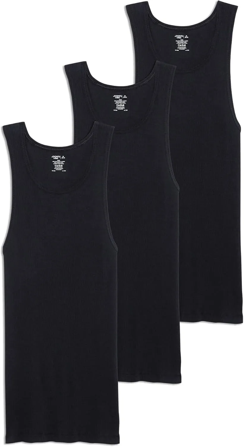 Jockey Men's Undershirt 100% Cotton Big Man A-Shirt Tank - 3 Pack