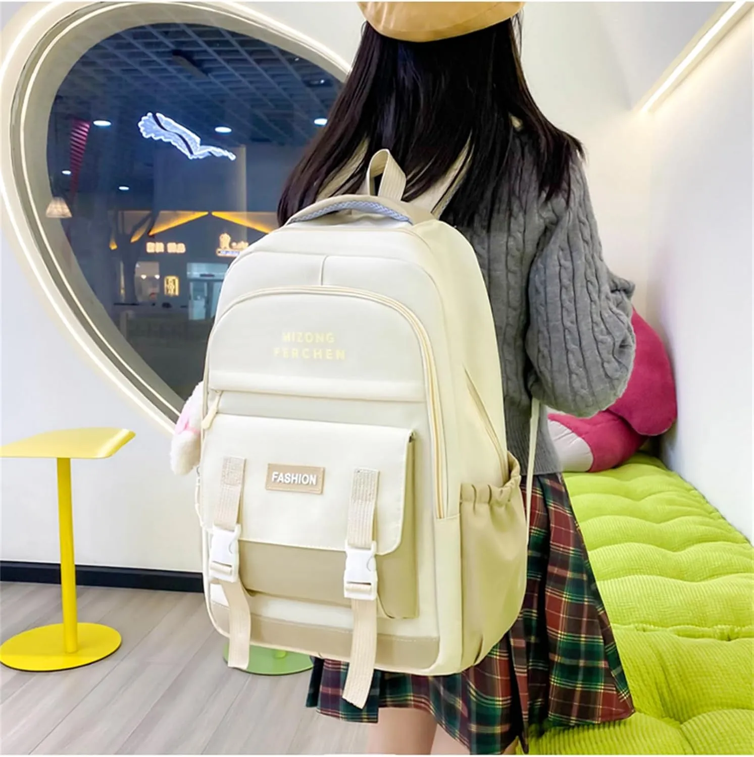 Kawaii Backpack Set 5Pcs School Bag with Cute Pendants Accessories for Teen Girls Boys Back to School Supplies Aesthetic Backpack Shoulder Tote Bags Daypack