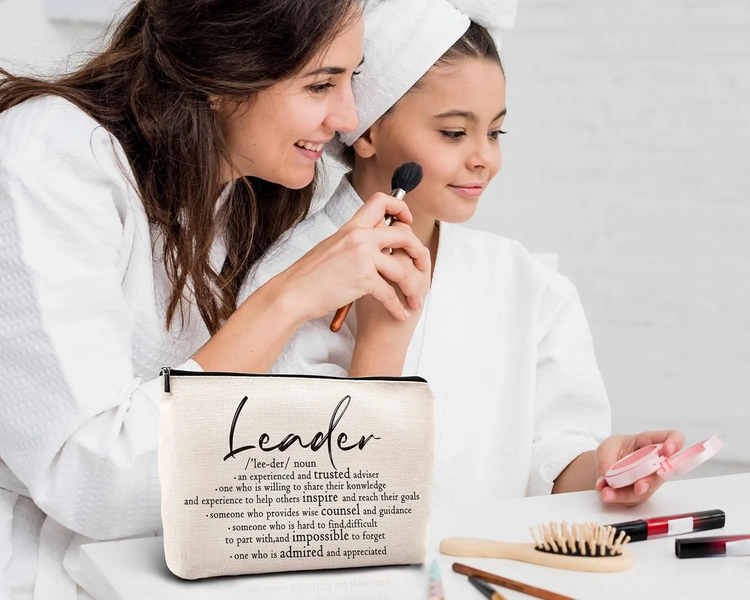 kdqua Leadership Gifts Makeup Bag, Leader Appreciation Gifts for Women Female Boss Mentor, Boss Day Gifts Thank You Supervisor Gift Linen Cosmetic Bag Zipper Pouch Travel Organizer Toiletry Bag