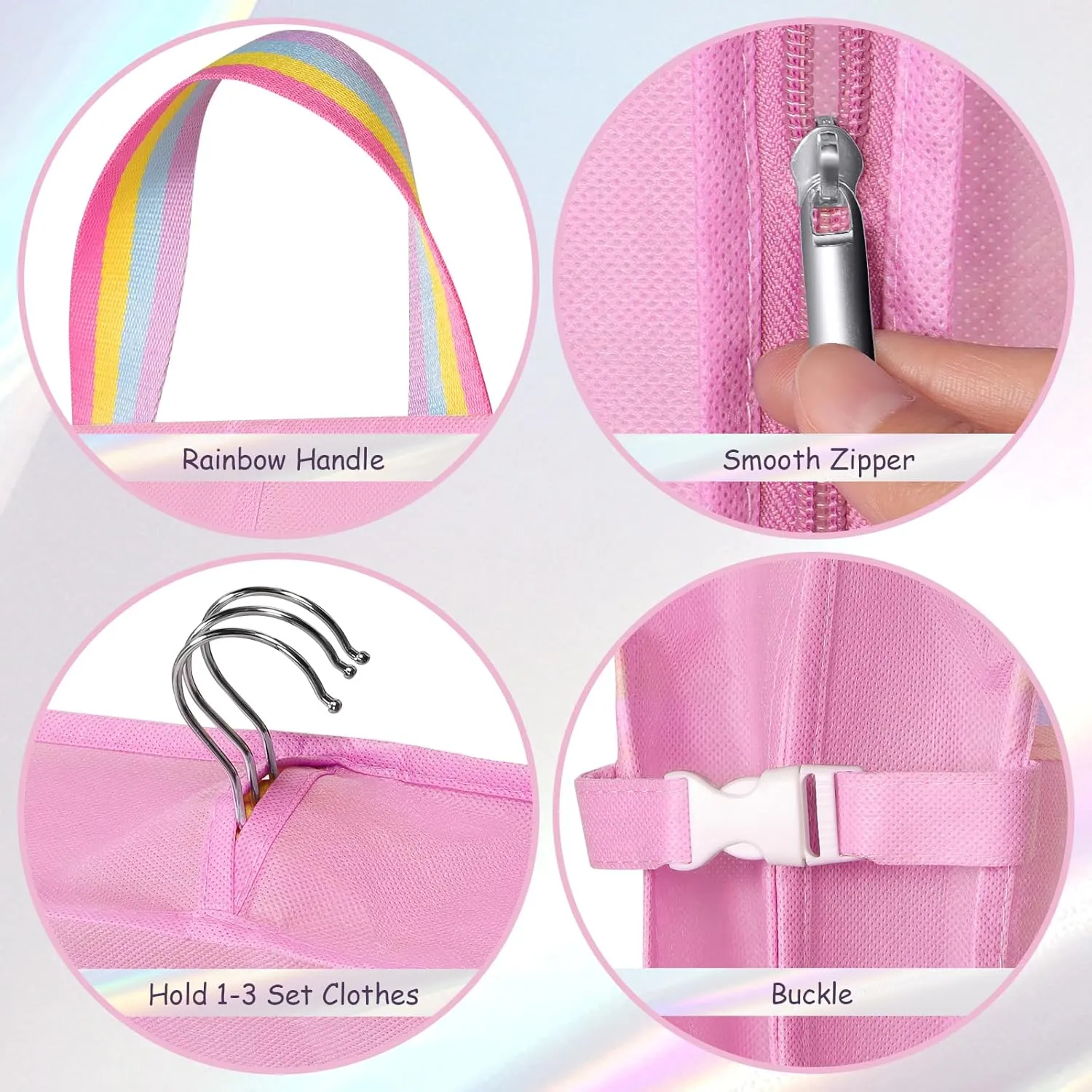 KEEGH Garment Bags for Dance Costumes 40 Inch, Dance Costume Garment Bag, Kids Dance Garment Bags for Dancers with 3 Zipper Pockets for Dance Competitions, Ballet, Theatre, Pink