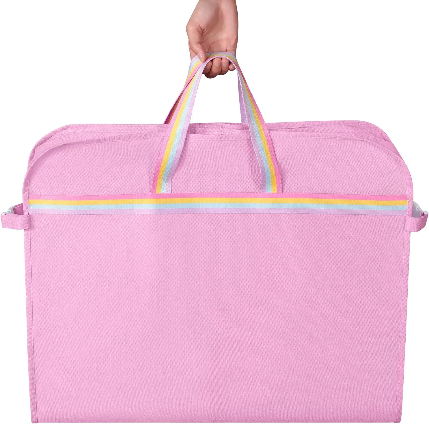 KEEGH Garment Bags for Dance Costumes 40 Inch, Dance Costume Garment Bag, Kids Dance Garment Bags for Dancers with 3 Zipper Pockets for Dance Competitions, Ballet, Theatre, Pink