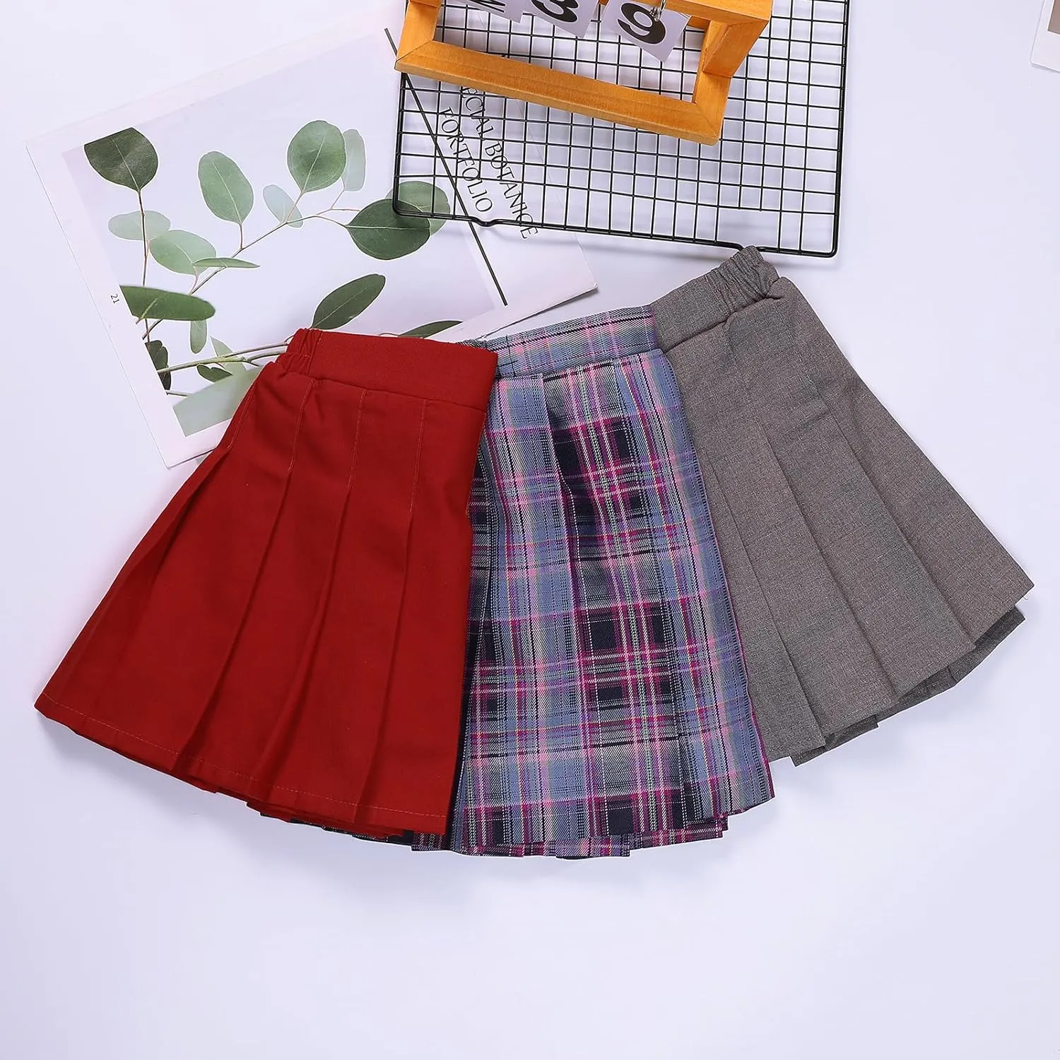 KEREDA Girls Pleated Mini Skirt High Waist Tennis School Uniform Skirts 4-14 Years