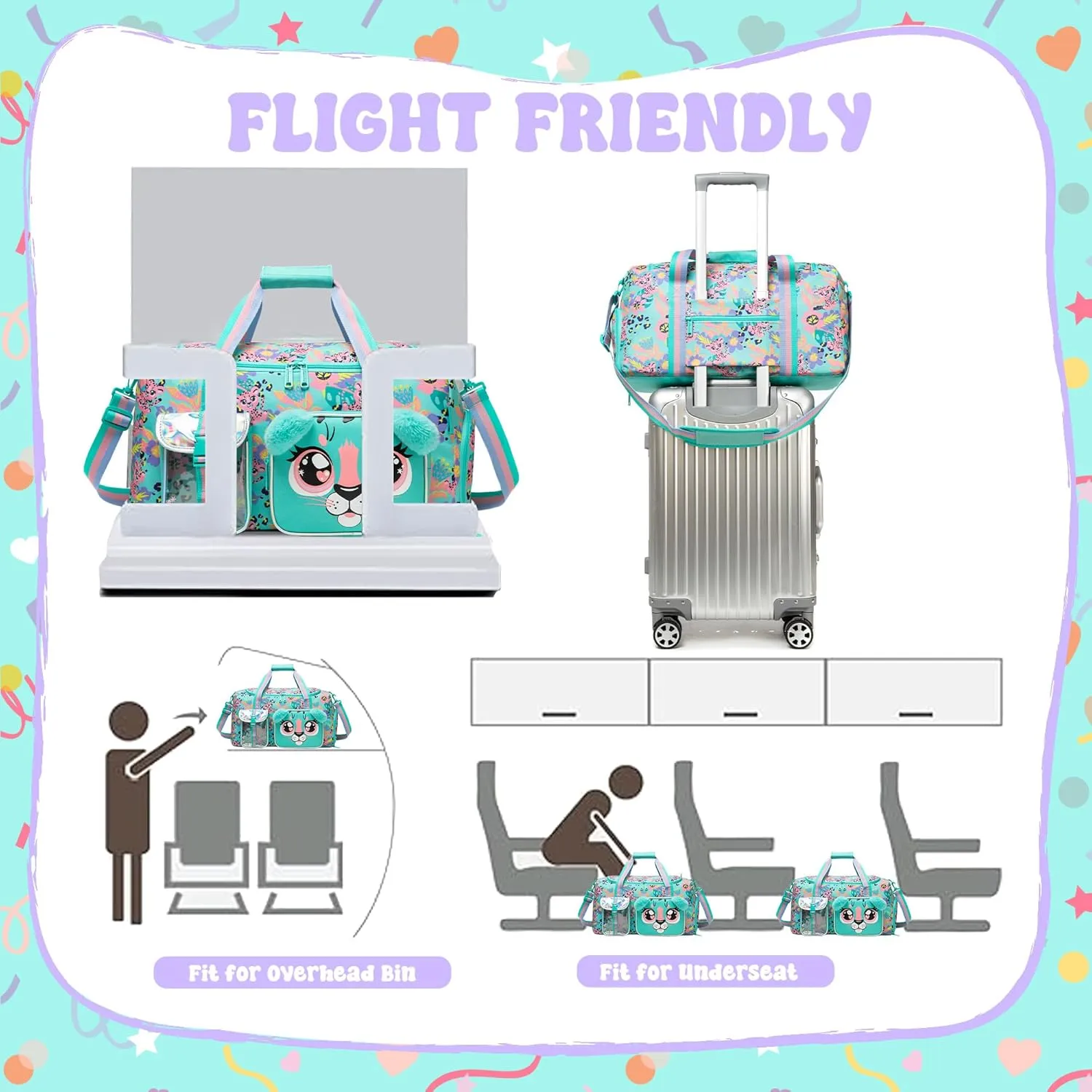 Kids Duffle Bag Girls Travel Bag for Kids Overnight Bag for Girls Dance Bag for Girls Weekender Bag Gym Bag with Shoe Compartment