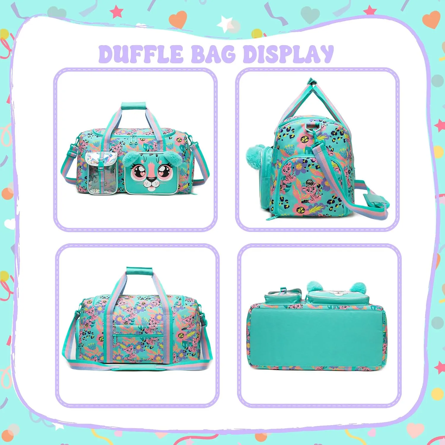 Kids Duffle Bag Girls Travel Bag for Kids Overnight Bag for Girls Dance Bag for Girls Weekender Bag Gym Bag with Shoe Compartment