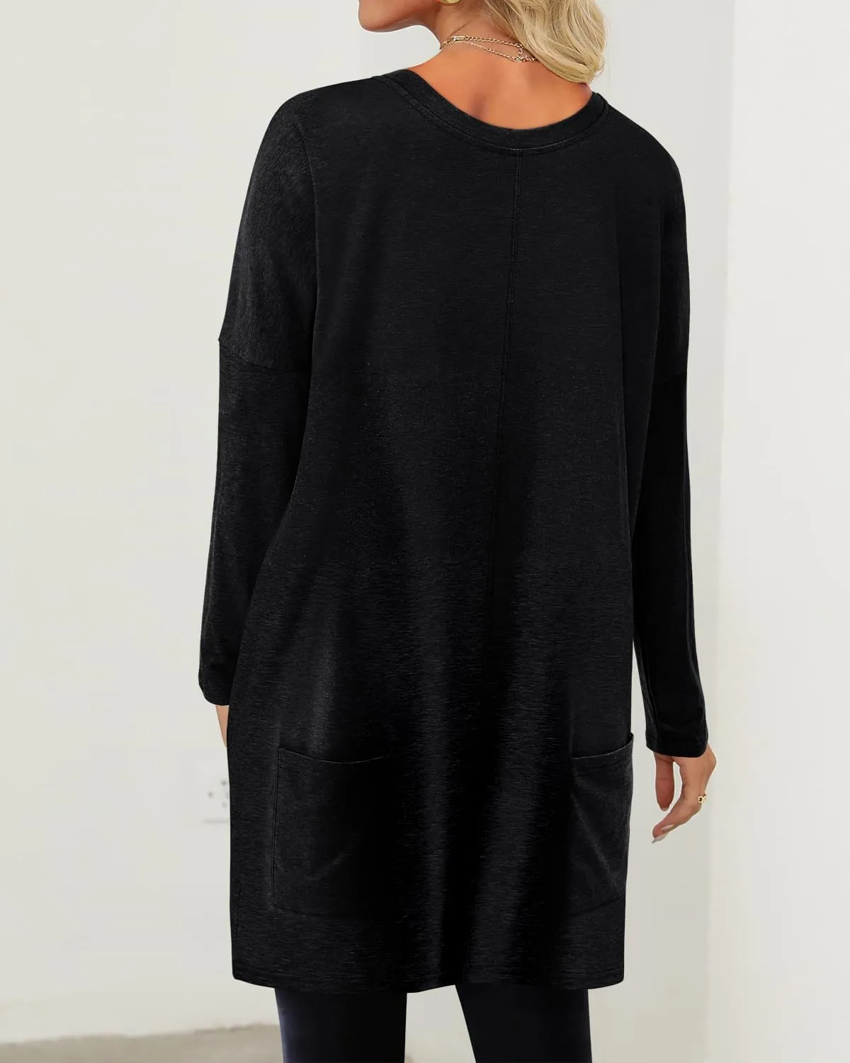 KISSMODA Womens Casual Tunic Tops for Leggings Long Sleeve Fall Shirts with Pockets
