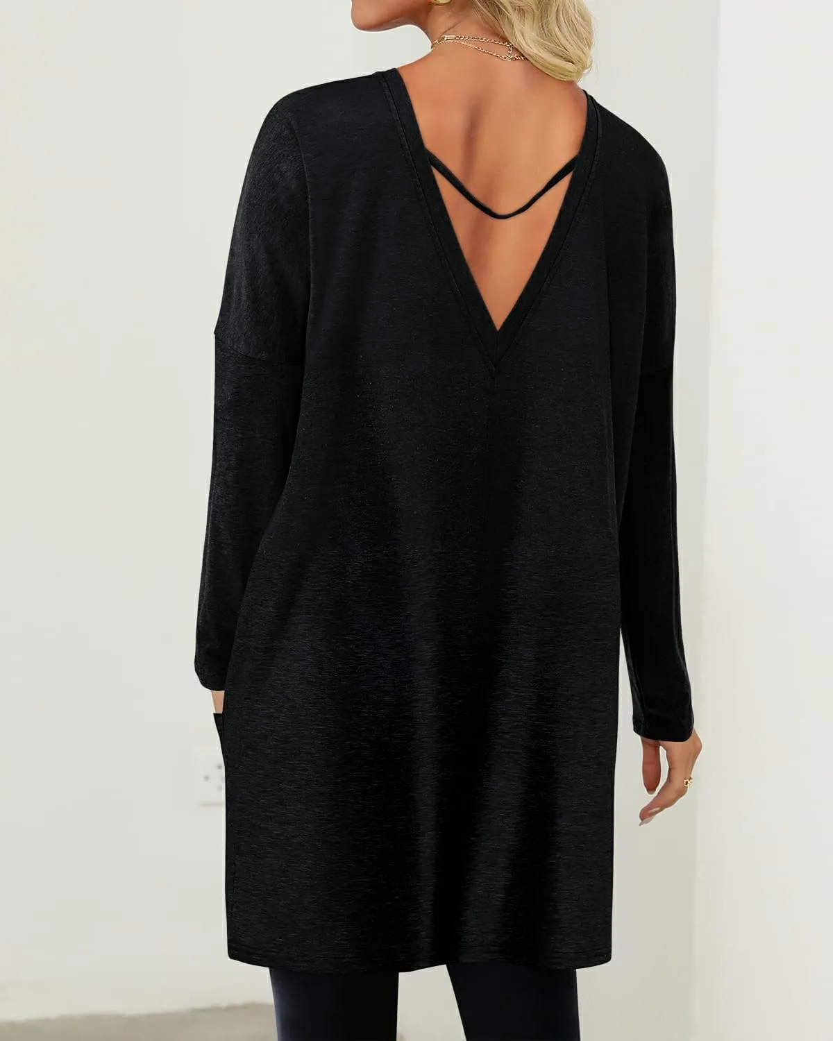 KISSMODA Womens Casual Tunic Tops for Leggings Long Sleeve Fall Shirts with Pockets