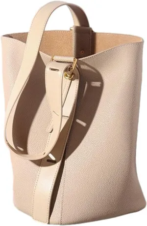 Ladies Genuine Leather Tote Bags Leather Bucket Hobo Bags Shoulder Bags Large Hobo Purse with Adjustable Strap (B)