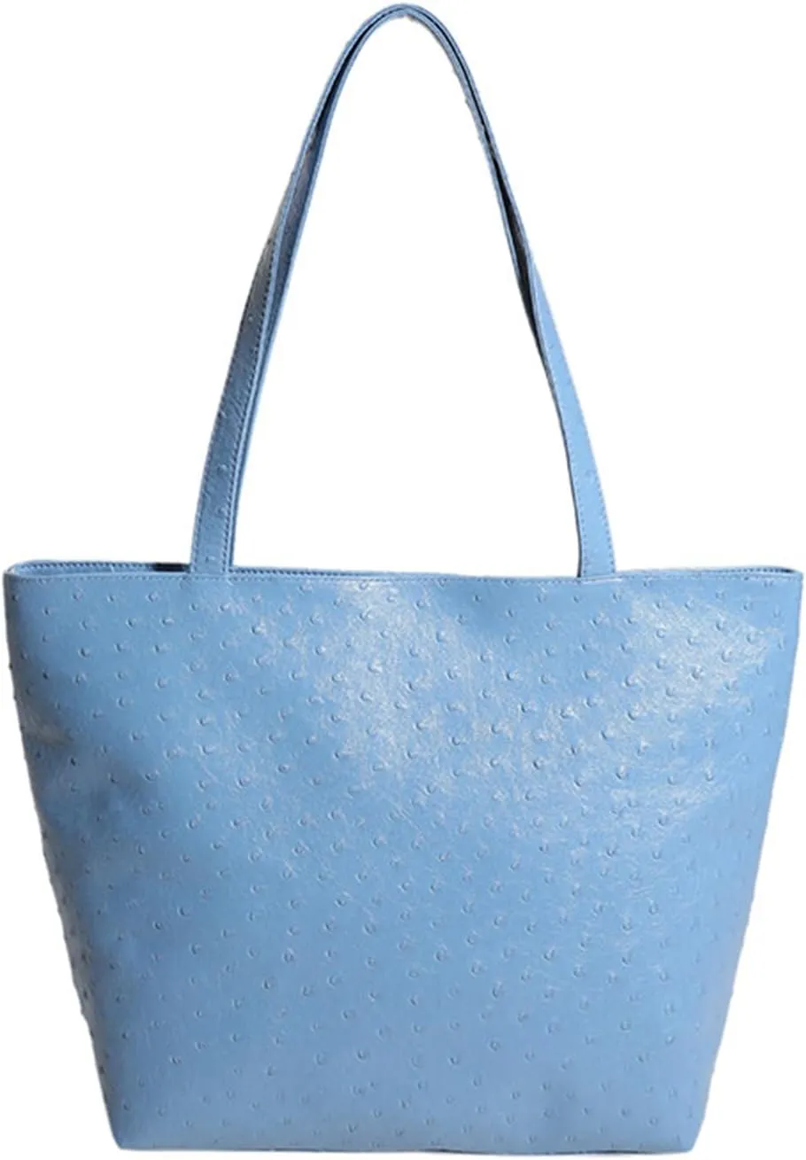 Ladies PU Leather Tote Bags Leather Bucket Top Handle Handbag Hobo Bags Shoulder Bags Large Hobo Purse for Work Travel (Blue)